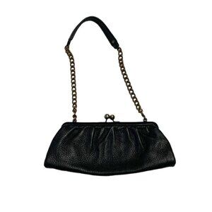 TALBOTS Pebbled Leather Clutch with gold chain